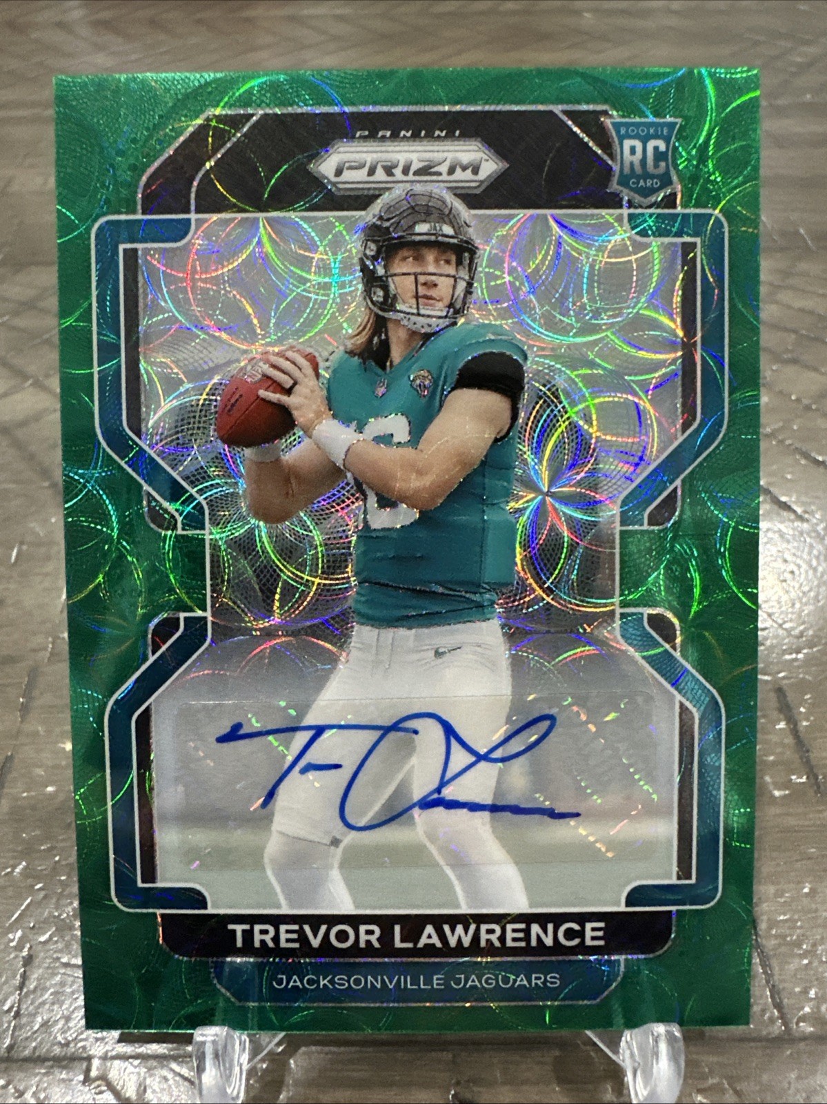 Trevor Lawrence 2021 Panini Prizm Green Scope Prizm #331 RC Rookie Auto 09/75