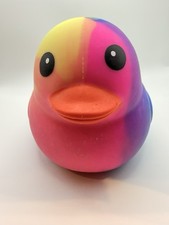 New Sunny Days Viral Rainbow Jumbo Squeeezy Tye Dye Duck Squish Toy Squeezy FAST