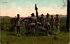 1911 Mt. Gretna Pennsylvania Artillery Soldiers Field Gun Tinted Postcard