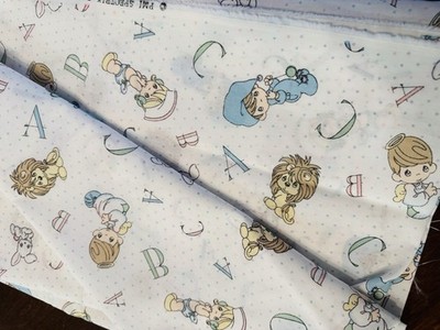 Vintage Precious Moments Cotton Fabric ABC Lion Angel Boy Nurse 2.5 YDS 42'' W