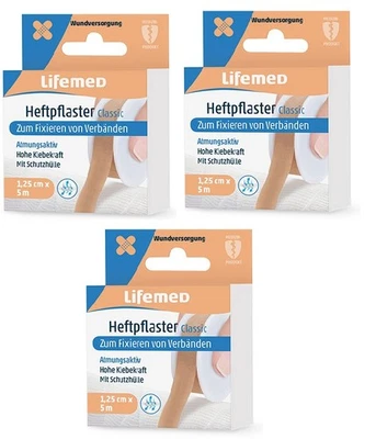 Lifemed Heftpflaster 5 m x 1,25 cm hautfarben "Classic" (3 x 1 Stück) - Bild 1 von 4