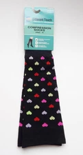 Different Touch Heart Print Women's Knee Hi Compression Socks 15-20 pmmHG New