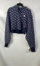 Champion Women's Reverse Weave Blue All Over Print Diagonal Logo Hoodie NWT Sz M