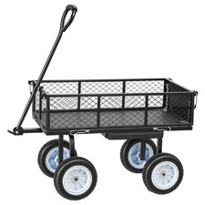 Uimoso Rolling Steel Garden Cart with Seat, 500 lbs Capacity, Black