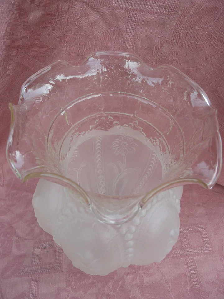 très joli Abat-jour Art Déco en verre moulé ancien lampe luminaire - Photo 3/4