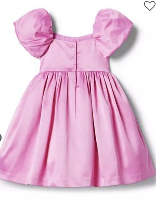Janie and Jack Disney Aurora Pink Satin Puff-Sleeve Princess Dress | eBay
