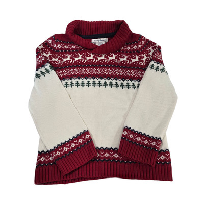Tommy Bahama Pullover Sweater Unisex Kids Red White S Knitted Christmas Reindeer