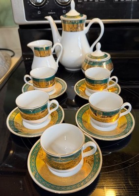 Czechoslovakia Thun TK Angelika Tea Set Green Gold