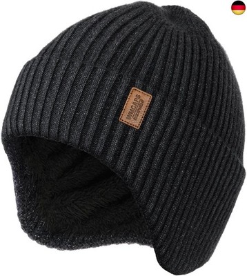 Wmcaps Wintermütze Herren Fleece Gepolsterte Strickmütze mit Ohrenschützern, Be