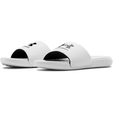 Under Armour 3023761 Men's UA Ansa Fix Slides, White/Black, Size 8