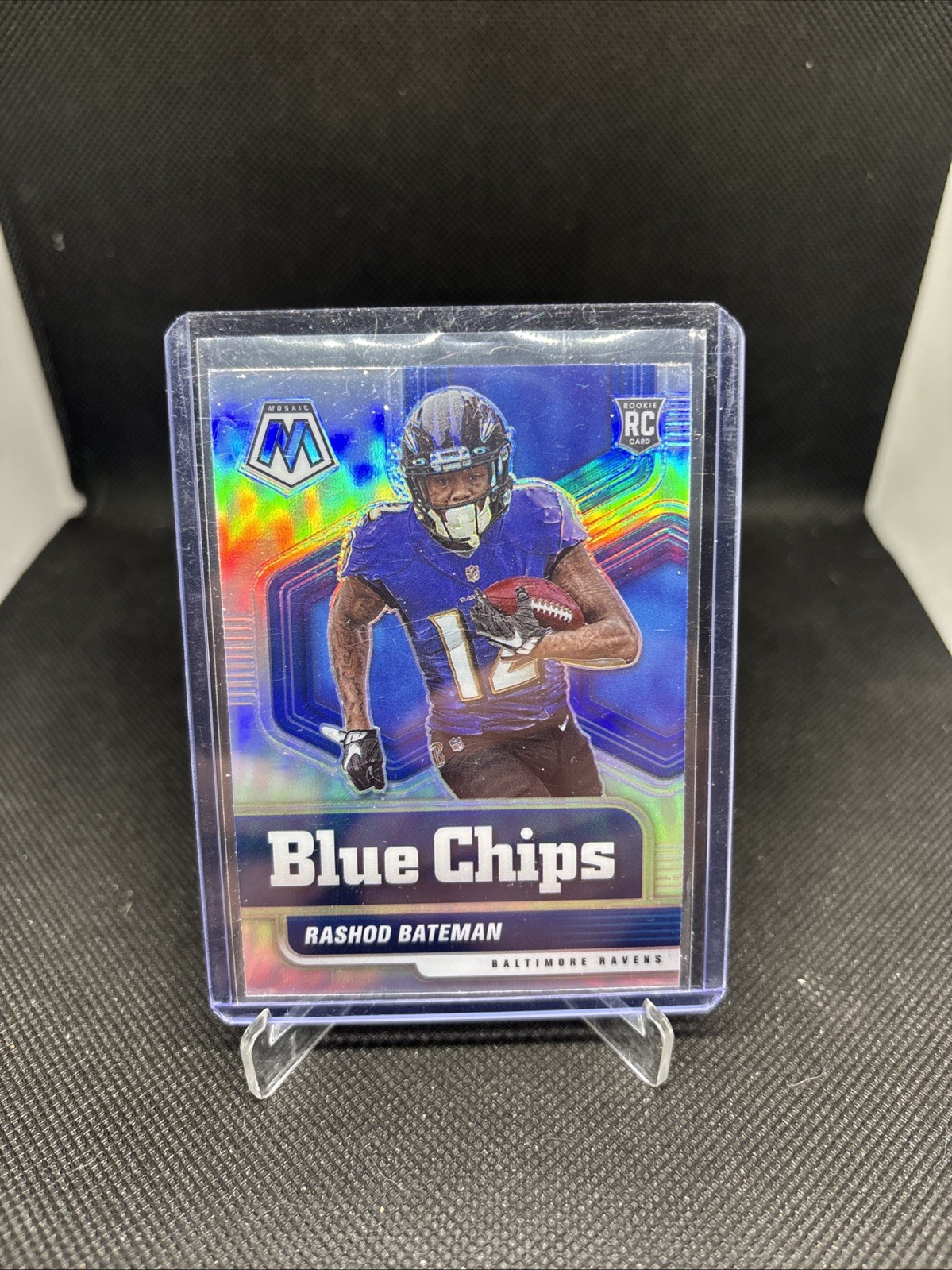 RASHOD BATEMAN RC 2021 MOSAIC SILVER PRIZM BLUE CHIPS BALTIMORE RAVENS NO 9