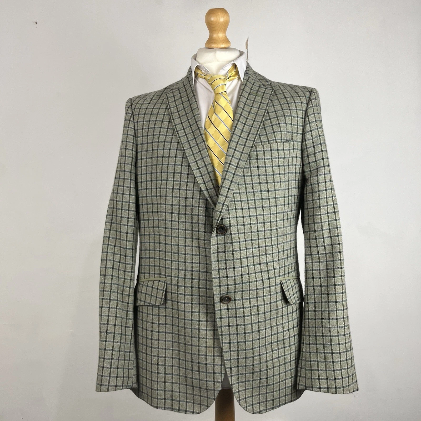 Ted Baker Tight Lines Blazer Jacket Men's 42R Green Grey Check Sport Fishing