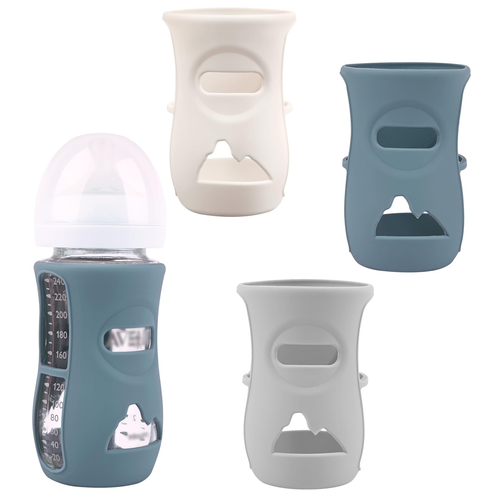 3 Pack Silicone Sleeves for Avent 1 Count (Pack of 3), Grey+