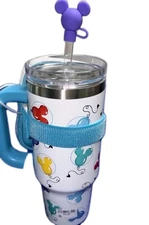 2025 Disney Parks Mickey Balloon Sipper Cup with Straw and Zippered Pouch NEW