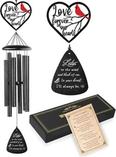 Memorial Sympathy Gifts, 36" Wind Chimes for Loss of Loved Black 