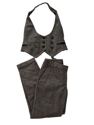 Express Design Studio Editor Wome Dress Pants & Vest Set Gray Wool  Size 4