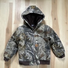 Carhartt Boys Quilted Camouflage Hooded Jacket Cotton M 10-12 RN13706