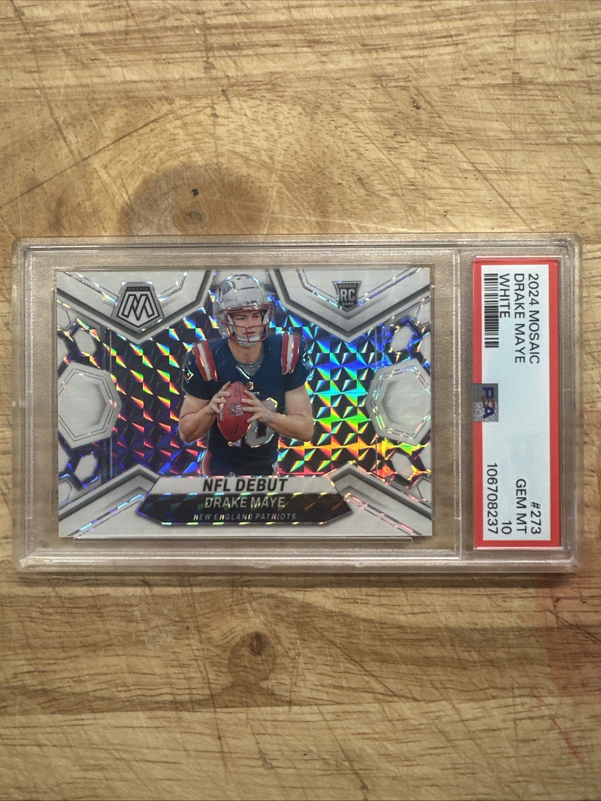 2024 Panini Mosaic - NFL Debut Drake Maye #273 White Mosaic Prizm /25 (RC)