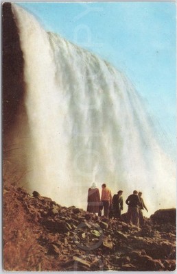 Vintage Postkarte American Falls Niagara USA Wasserfall Besucher