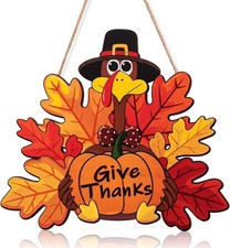 Thanksgiving Wooden Turkey Hanging Sign Decorations