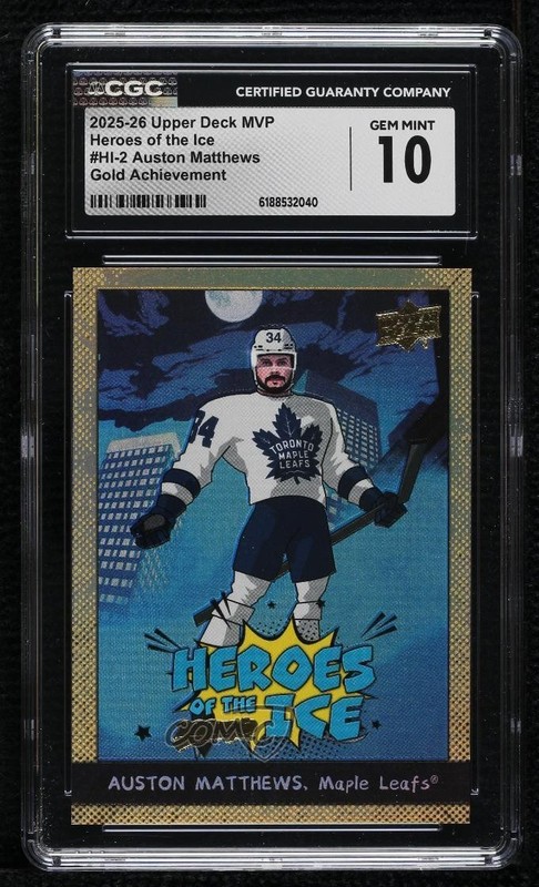 2025 UD MVP Heroes of the Ice Gold Achievement Auston Matthews CGC 10 Gem Mint