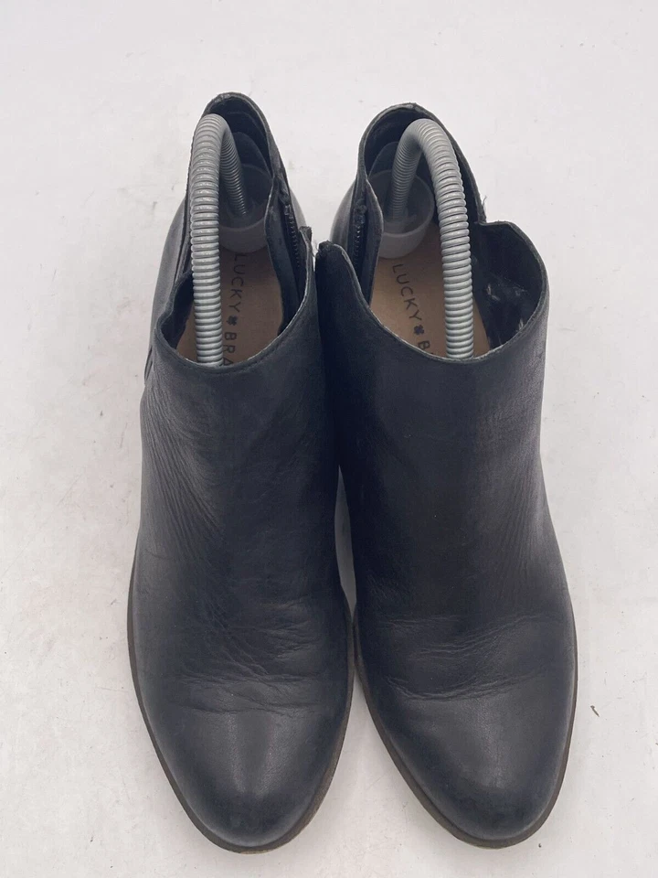 Lucky Brand Barstyn Ankle Women's Sz 8.5M Black Leather Block Heel Side Zip - Image 4 of 4