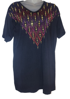 Mezza Luna Women s Black Tunic Embroidered Long Sleeve Artwear Size M Bag 3