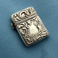 Victorian Sterling Stamp Holder No Mono No Damage 1 1/4 x 7/8 Inch 8 Gr