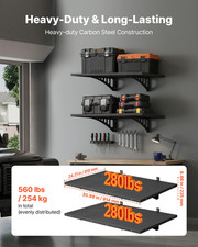 VEVOR 2-Tier Heavy Duty Wall Garage Shelving - 2x3 ft Steel Wall Mounted Shelvin