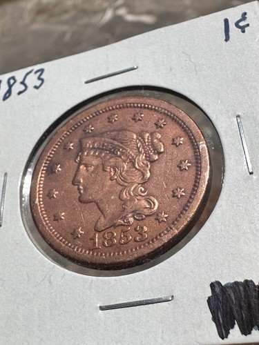 1853 braided hair large cent- XF / Extra Fine - Picture 6 of 10