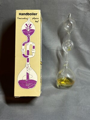 Vintage Glass Hand Boiler Fascinations 1986 Scientific Experiment Yellow In Box