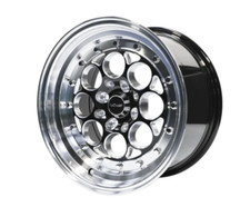 Revólver VMS Racing negro pulido labio remaches rueda de arrastre llanta 13x8 4X114,3 +20 ET