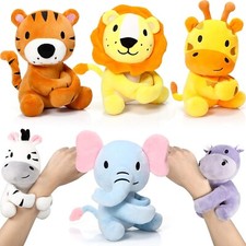 Stuffed Forest Animal Slap Bracelets Bulk 6 Inch Jungle Animals