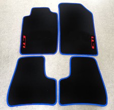 Autoteppiche Fußmatten für Peugeot 205 und CTI Cabrio blau rot Absatzschutz 4tlg