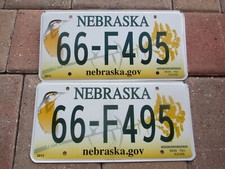 Nebraska  license plate  pair # 66 - F495