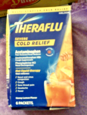 Thera flu Daytime Severe Cold Relief Powder, Honey LEMON Flavor 6 Ct EXP 5/26