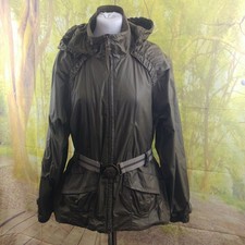 Marlboro Classics Olive Green Polyester Cotton Raincoat Jacket Uk Womens Size 16