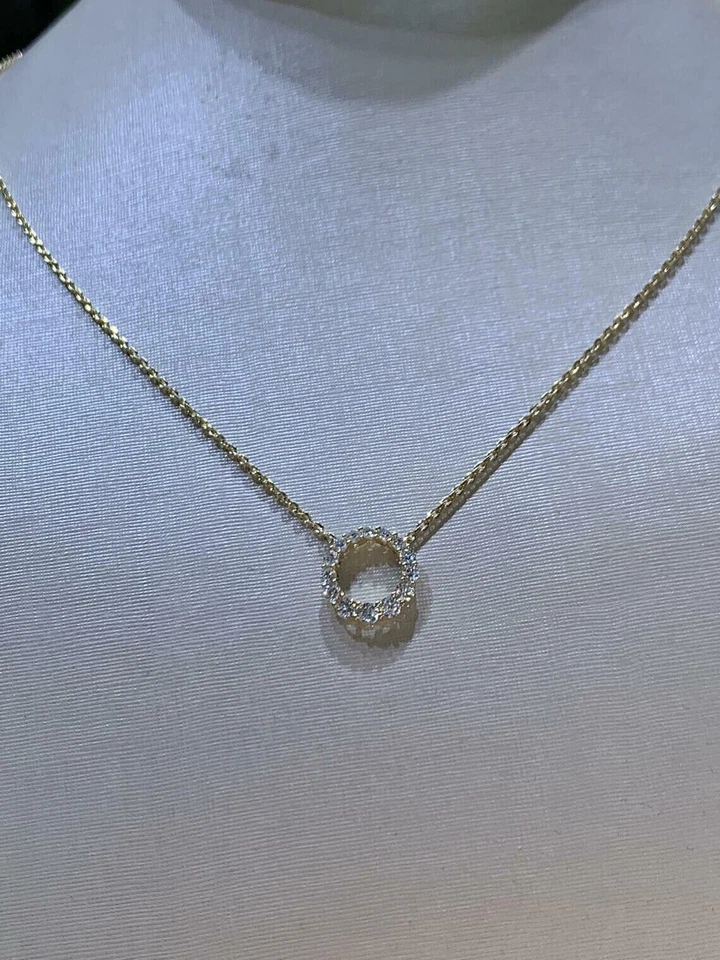 Круглая подвеска из настоящего муассанита 1,10 карата желтое золото 14 карат с серебряным покрытием - Изображение 3 из 3