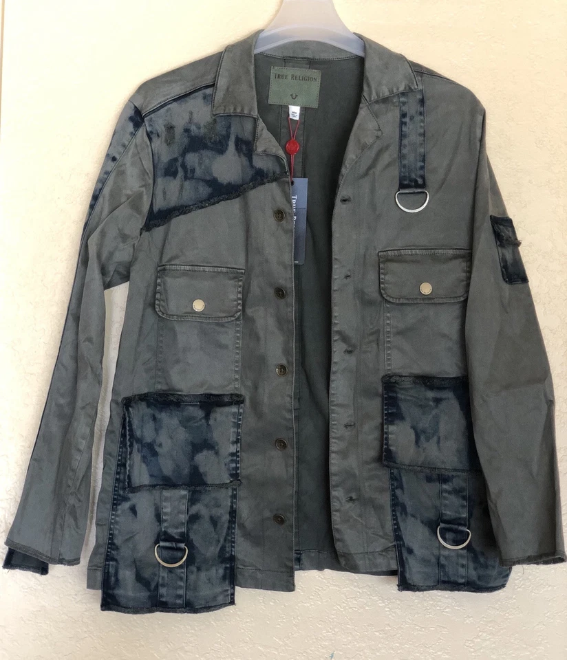 Chaqueta Militar True Religion Mujer Militante Verde Bolsillo Carga Talla M Foto 2 de 4