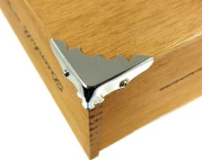 Cigar Box Guitar Parts: 8pc. Decorative Nickel Box Corners with Screws 