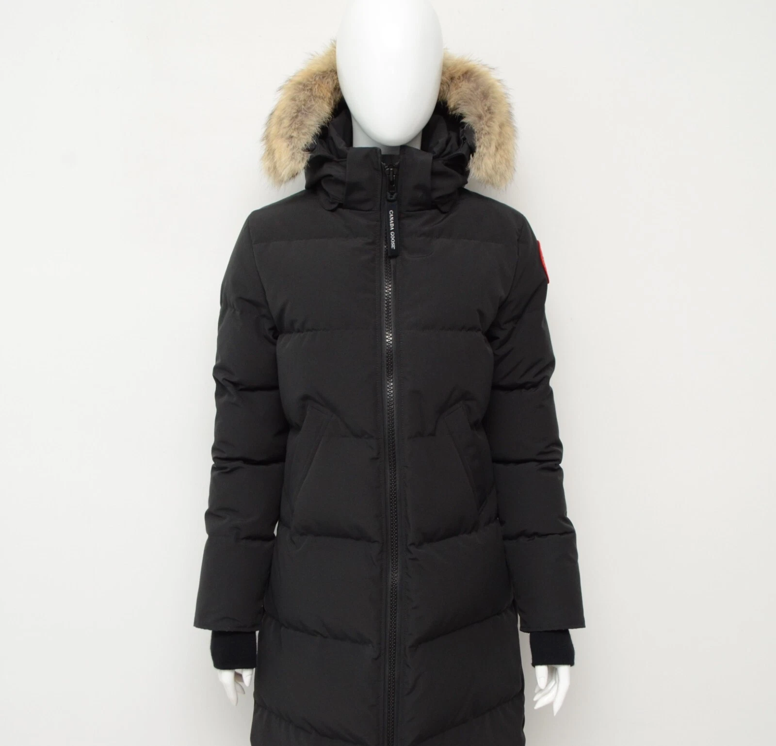 Autentico parka piumino donna Canada Goose Mystique vera pelliccia nero taglia S