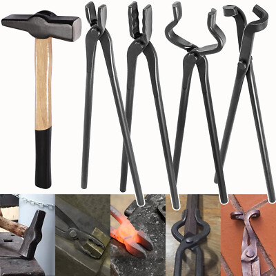 Knife Making Tongs Set Blacksmith Tong & Blacksmith Hammer 1.5kg Forge Tools Kit
