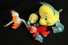 VTG Disney The Little Mermaid Sebastian, Flounder, and Scuttle Plush Lot