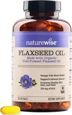 NatureWise Flaxseed Oil 1200 mg, Fish Free Omega 3 6 9 with 720mg ALA, Dietary