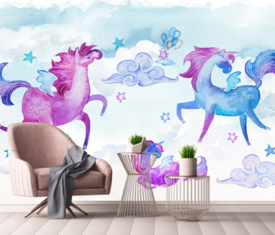 3D Drawn Unicorn ZHUA3828 Wallpaper Wall Murals Removable Self-adhesive Ann 24