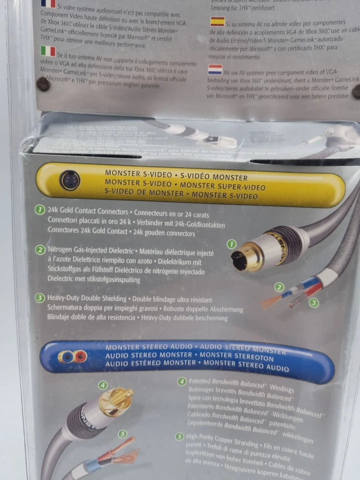 Microsoft Xbox 360 3 Metre Monster Cable S-Video + Digital Audio Out TV Lead - Image 3 of 4