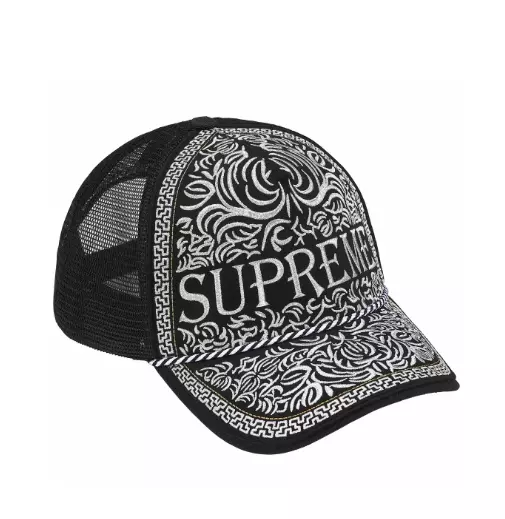 Chapeau Supreme Vaquero dos maille 5 panneaux noir broderie SS25 cowboy style mexicain