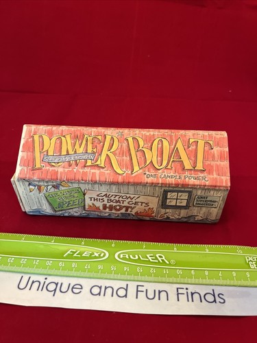 Power Boat Reproduction Vintage Candle Power Tin Toy Boat EUC