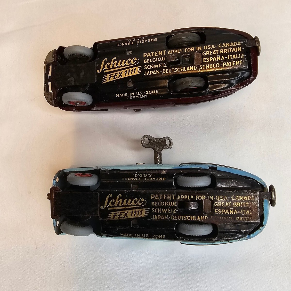 TWO 1940'S Schuco Fex 1111 Antique Wind Up Toy Car Made In TWO 1940'S Schuco Fex 1111 Antique Wind Up Toy Car Made In