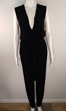 Diane Von Furstenberg Rowena Jumpsuit 2 Black V-Neck Sleeveless Straight Leg